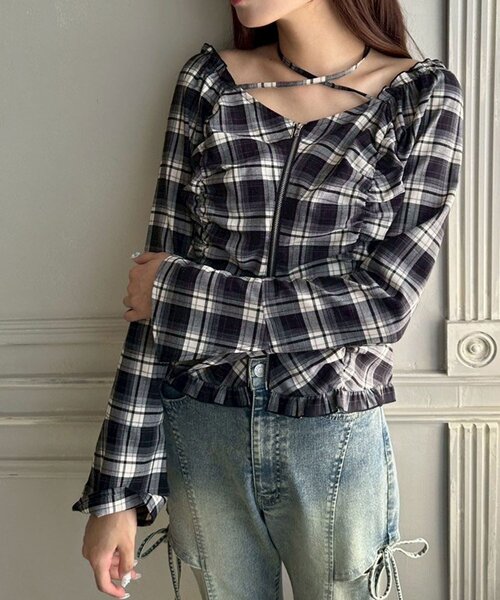 OLIVE des OLIVE（オリーブデオリーブ）の「ダブルジップフレア袖ブラウス（シャツ/ブラウス・レディース・ブラック/ブラウン/レッド・FREE）」の19枚目の写真