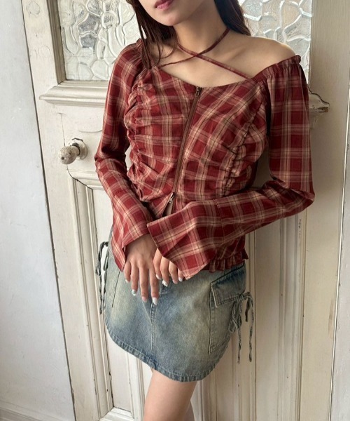 OLIVE des OLIVE（オリーブデオリーブ）の「ダブルジップフレア袖ブラウス（シャツ/ブラウス・レディース・ブラック/ブラウン/レッド・FREE）」の7枚目の写真