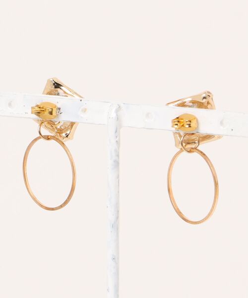 VIBGYOR(ヴィブジョー)の「【S.coeuf】ピアス スクエア×2wayリング(MA)(ピアス(両耳用)・レディース・ホワイト/ブルー・FREE)」の8枚目の写真