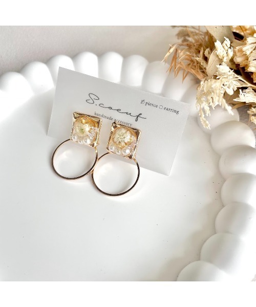 VIBGYOR(ヴィブジョー)の「【S.coeuf】ピアス スクエア×2wayリング(MA)(ピアス(両耳用)・レディース・ホワイト/ブルー・FREE)」の3枚目の写真