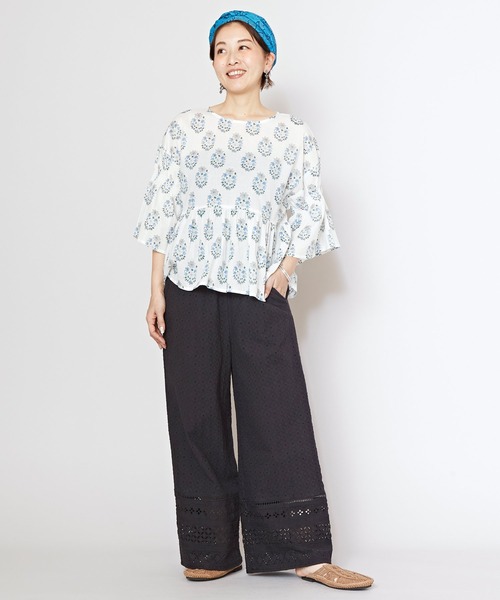 チャイハネ(チャイハネ)の「【チャイハネ】パヴァンブロックプリントトップス(その他トップス・レディース・ブラック/ピンク/ホワイト/ブルー・FREE)」の5枚目の写真
