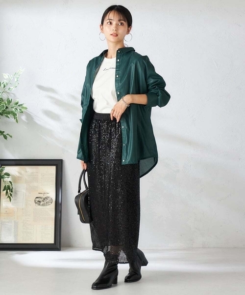 a.v.v(アーヴェヴェ)の「スパンコールナロースカート(スカート・レディース・ブラック・38)」の11枚目の写真
