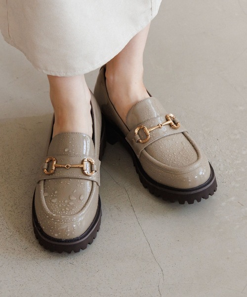 卑弥呼】【耐水】トラックソールレインローファー（レインシューズ