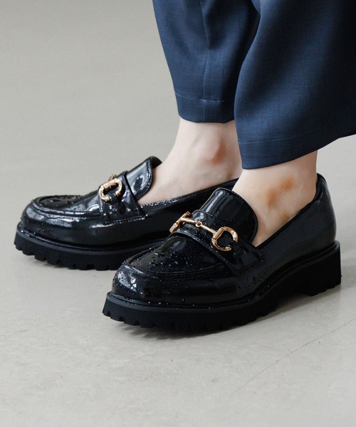 卑弥呼】【耐水】トラックソールレインローファー（レインシューズ