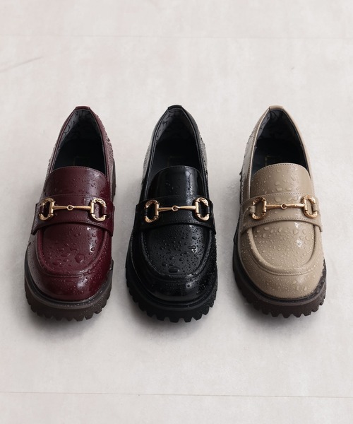 卑弥呼】【耐水】トラックソールレインローファー（レインシューズ