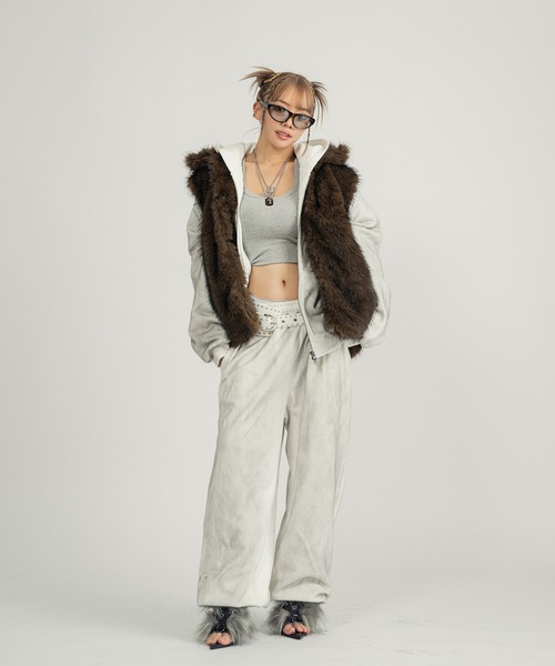 INTER FACTORY（インターファクトリー）の「Killin' me good - ロゴジップフーディー made in INTER FACTORY【ユニセックス】（パーカー・レディース・ブラック/グレー・FREE）」の8枚目の写真