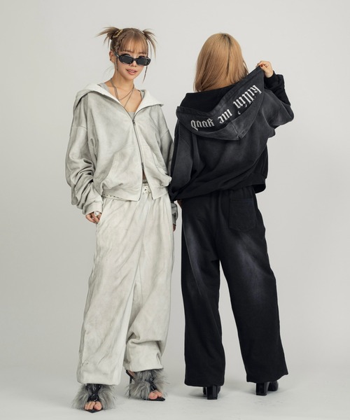 INTER FACTORY（インターファクトリー）の「Killin' me good - ロゴジップフーディー made in INTER FACTORY【ユニセックス】（パーカー・レディース・ブラック/グレー・FREE）」の11枚目の写真