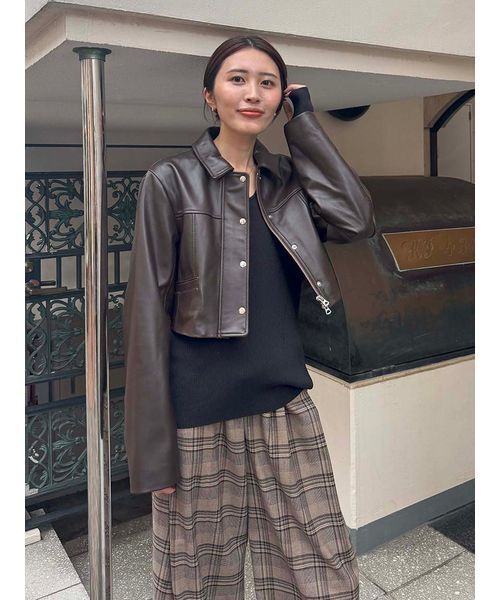 styling/（スタイリング）の「【セットアップ対応】ラムレザーブルゾン（ブルゾン・レディース・ブラック/ブラウン・0/1）」の11枚目の写真