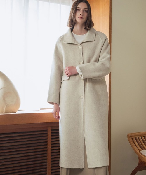 LOWO(ロワ)の「2WAYポシェット付き 帽子 ハット ロング丈 ウールコート(ステンカラーコート・レディース・チャコールグレー/ライトベージュ/ピンク・FREE)」の1枚目の写真