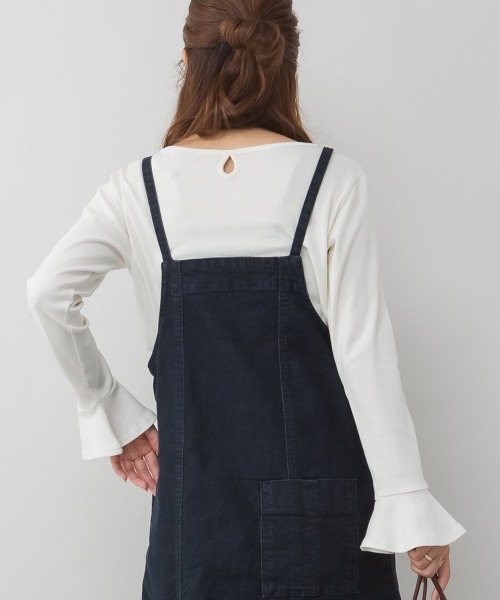 RCD（アールシーディー）の「綿フライス袖口フレア長袖カットソー（Tシャツ/カットソー・レディース・ブラック/カーキ/チャコールグレー/杢グレー/オフホワイト・M/L/4L/LL/3L）」の7枚目の写真