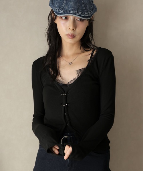 Ulysses(ユリシス)の「レースディティール長袖カットソー(Tシャツ/カットソー・レディース・ブラック/モカ・M/S)」の13枚目の写真