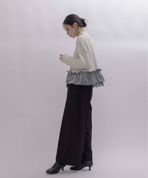 新品　今季　エイミーロウ　テープロゴ エンブロ ゆるスラックスパンツ　ブラック テープロゴエンブロゆるスラックスパンツ（スラックス）｜Eimee Law