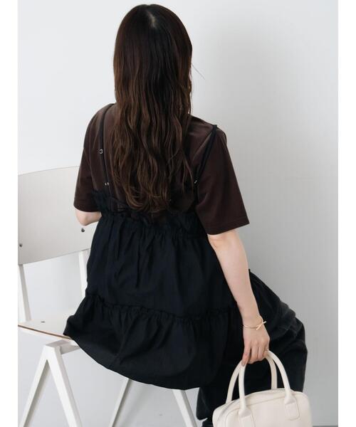 ehka sopo(エヘカソポ)の「ベロア半袖カットソー(Tシャツ/カットソー・レディース・キナリ/ブラウン/ブラック・F)」の10枚目の写真