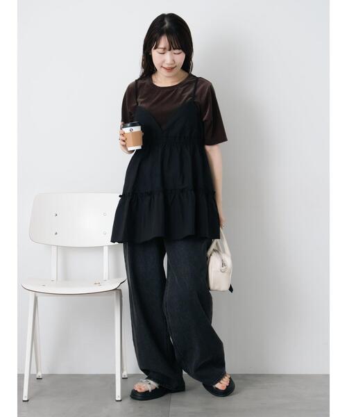 ehka sopo(エヘカソポ)の「ベロア半袖カットソー(Tシャツ/カットソー・レディース・キナリ/ブラウン/ブラック・F)」の11枚目の写真