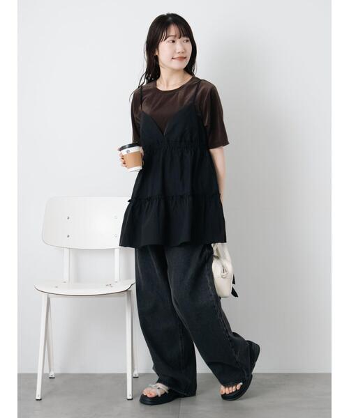 ehka sopo(エヘカソポ)の「ベロア半袖カットソー(Tシャツ/カットソー・レディース・キナリ/ブラウン/ブラック・F)」の12枚目の写真