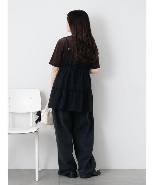 ehka sopo(エヘカソポ)の「ベロア半袖カットソー(Tシャツ/カットソー・レディース・キナリ/ブラウン/ブラック・F)」の14枚目の写真