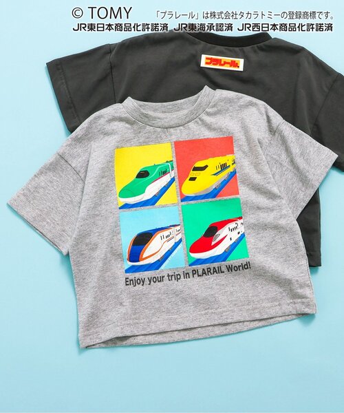 BIT'Z（ビッツ）の「【コラボ】プラレールプリント半袖Tシャツ（Tシャツ/カットソー・キッズ・グレー/チャコール・90/100/110/120/80/95）」の2枚目の写真