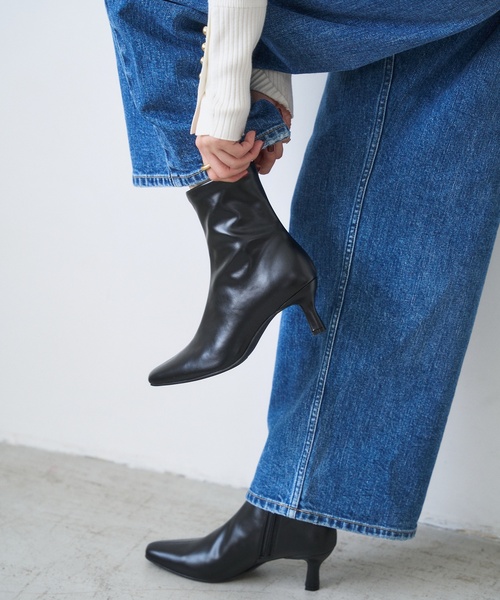 セール】《追加》6cmフレンチスクエアフィットショートブーツ（ブーツ