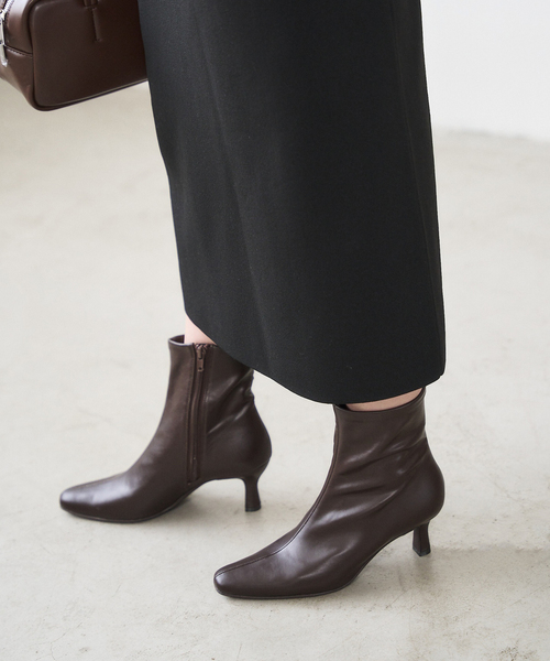 セール】《追加》6cmフレンチスクエアフィットショートブーツ（ブーツ