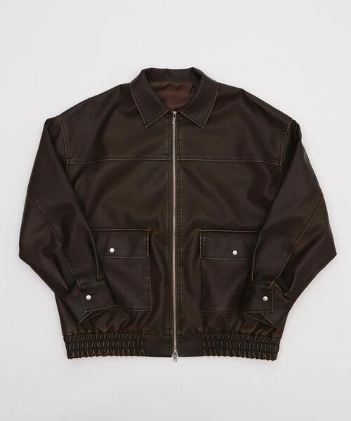 WEGO（ウィゴー）の「WEGO/ヴィンテージライクPUジャケット（ブルゾン・レディース・ブラック/ブラウン・FREE）」の3枚目の写真