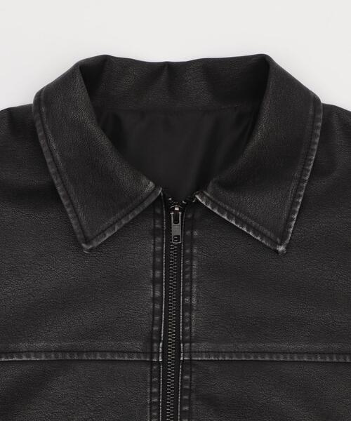 WEGO（ウィゴー）の「WEGO/ヴィンテージライクPUジャケット（ブルゾン・レディース・ブラック/ブラウン・FREE）」の5枚目の写真