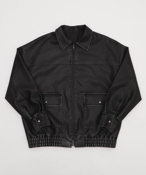 WEGO（ウィゴー）の「WEGO/ヴィンテージライクPUジャケット（ブルゾン・レディース・ブラック/ブラウン・FREE）」の12枚目の写真