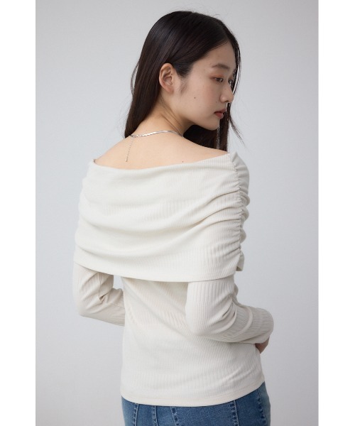 AZUL by moussy（アズールバイマウジー）の「オフショルダーロングスリーブカットトップス（Tシャツ/カットソー・レディース・ブラック/チャコールグレー/アイボリー・SMALL/MEDIUM）」の22枚目の写真