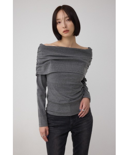 AZUL by moussy（アズールバイマウジー）の「オフショルダーロングスリーブカットトップス（Tシャツ/カットソー・レディース・ブラック/チャコールグレー/アイボリー・SMALL/MEDIUM）」の10枚目の写真
