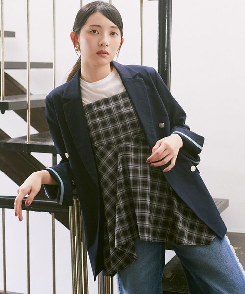 earth music&ecology（アースミュージックアンドエコロジー）の「イレヘムチェックキャミチュニック（チュニック・レディース・ブラック系その他3/ブラウン系その他4・FREE）」の9枚目の写真