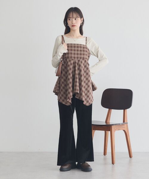 earth music&ecology（アースミュージックアンドエコロジー）の「イレヘムチェックキャミチュニック（チュニック・レディース・ブラック系その他3/ブラウン系その他4・FREE）」の3枚目の写真