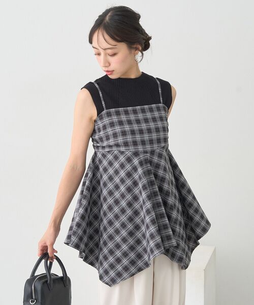 earth music&ecology（アースミュージックアンドエコロジー）の「イレヘムチェックキャミチュニック（チュニック・レディース・ブラック系その他3/ブラウン系その他4・FREE）」の15枚目の写真