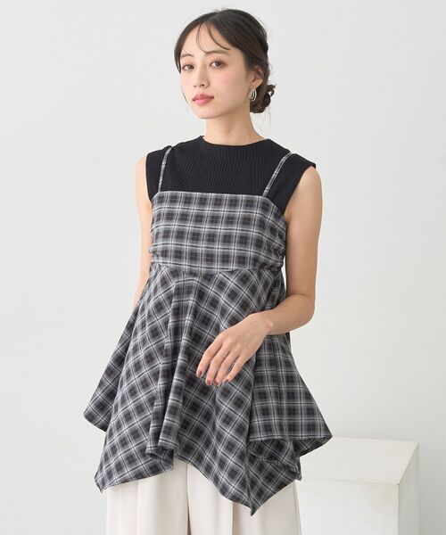 earth music&ecology（アースミュージックアンドエコロジー）の「イレヘムチェックキャミチュニック（チュニック・レディース・ブラック系その他3/ブラウン系その他4・FREE）」の21枚目の写真