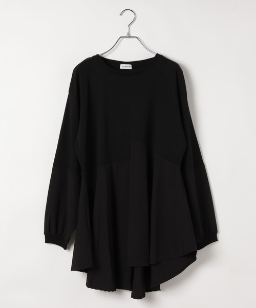 LEPSIM（レプシィム）の「異素材アシメ切り替え長袖チュニック　582454（Tシャツ/カットソー・レディース・ブラック/チャコールグレー/オフホワイト・FREE）」の5枚目の写真