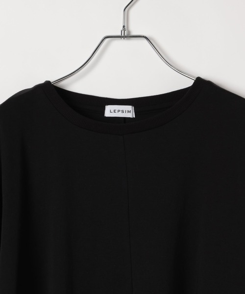 LEPSIM（レプシィム）の「異素材アシメ切り替え長袖チュニック　582454（Tシャツ/カットソー・レディース・ブラック/チャコールグレー/オフホワイト・FREE）」の8枚目の写真