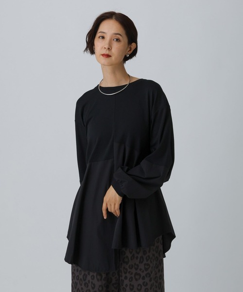 LEPSIM（レプシィム）の「異素材アシメ切り替え長袖チュニック　582454（Tシャツ/カットソー・レディース・ブラック/チャコールグレー/オフホワイト・FREE）」の22枚目の写真