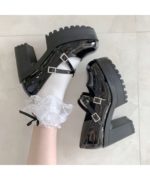 cs T&P(シーエスティーアンドピー)の「厚底キラキラダブルストラップパンプス(パンプス・レディース・ブラック系1/アイボリー系1/レッド系3/ダークブラウン系1・LL/L/M/S)」の15枚目の写真