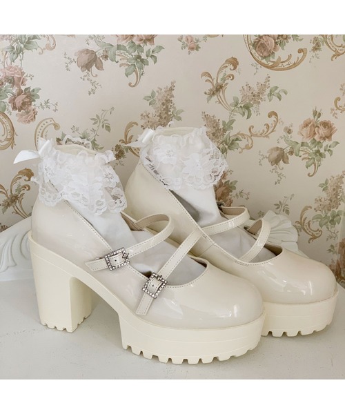 cs T&P(シーエスティーアンドピー)の「厚底キラキラダブルストラップパンプス(パンプス・レディース・ブラック系1/アイボリー系1/レッド系3/ダークブラウン系1・LL/L/M/S)」の7枚目の写真