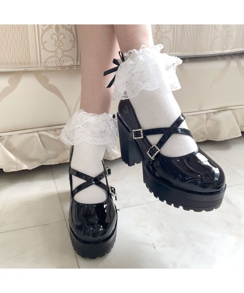 cs T&P(シーエスティーアンドピー)の「厚底キラキラダブルストラップパンプス(パンプス・レディース・ブラック系1/アイボリー系1/レッド系3/ダークブラウン系1・LL/L/M/S)」の11枚目の写真