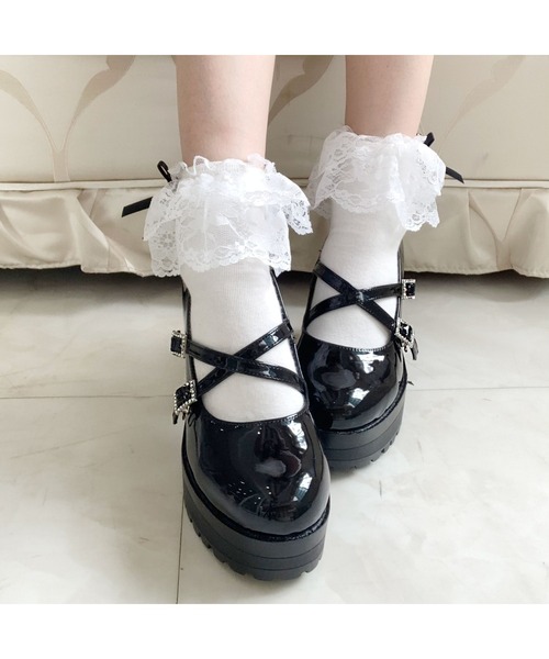 cs T&P(シーエスティーアンドピー)の「厚底キラキラダブルストラップパンプス(パンプス・レディース・ブラック系1/アイボリー系1/レッド系3/ダークブラウン系1・LL/L/M/S)」の12枚目の写真