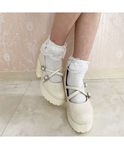 cs T&P(シーエスティーアンドピー)の「厚底キラキラダブルストラップパンプス(パンプス・レディース・ブラック系1/アイボリー系1/レッド系3/ダークブラウン系1・LL/L/M/S)」の13枚目の写真