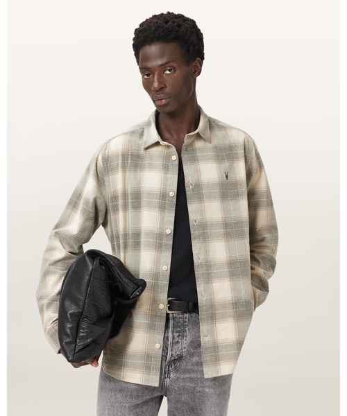 ALLSAINTS(オールセインツ)の「YUKI RAMSKULL CHECK SHIRT | YUKI ラムスカル チャック シャツ(シャツ/ブラウス・メンズ・ベージュ系その他・L/M/S)」の1枚目の写真