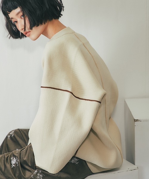 セール】ダンボールニットコクーンラインプルオーバー（ニット