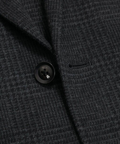 セール】ウール ニット グレンチェック シングル2釦ジャケット