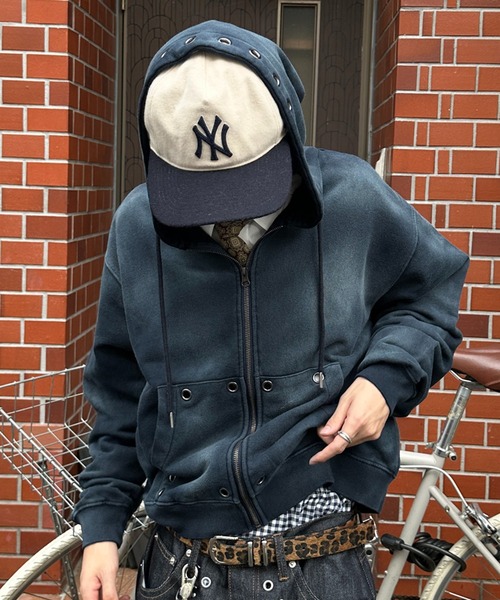 kutir(クティール)の「ASSORTED SUN FADED GROMMET ZIP HOODIE/アソートサンフェード加工ハトメジップフーディー(パーカー・メンズ・ネイビー/杢グレー/ブラック/カーキ・MEDIUM/LARGE)」の4枚目の写真