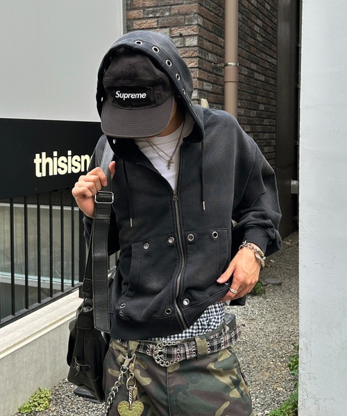 【NIKE ナイキ USA製】フーディー　フェード　ブラック　パーカー UNIQLO ダブルジップパーカー フェードスウェットフーディ M ブラック