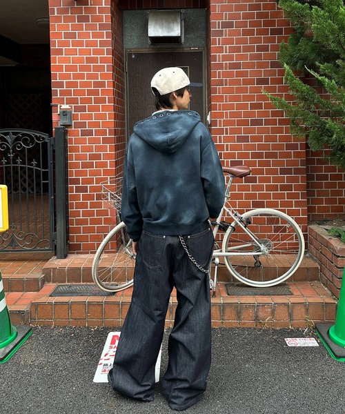 ASSORTED SUN FADED GROMMET ZIP HOODIE／アソートサンフェード加工