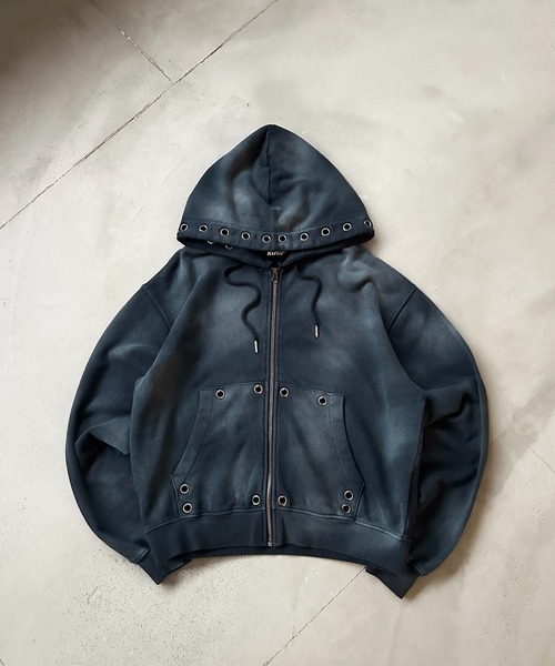 kutir(クティール)の「ASSORTED SUN FADED GROMMET ZIP HOODIE/アソートサンフェード加工ハトメジップフーディー(パーカー・メンズ・ネイビー/杢グレー/ブラック/カーキ・MEDIUM/LARGE)」の21枚目の写真
