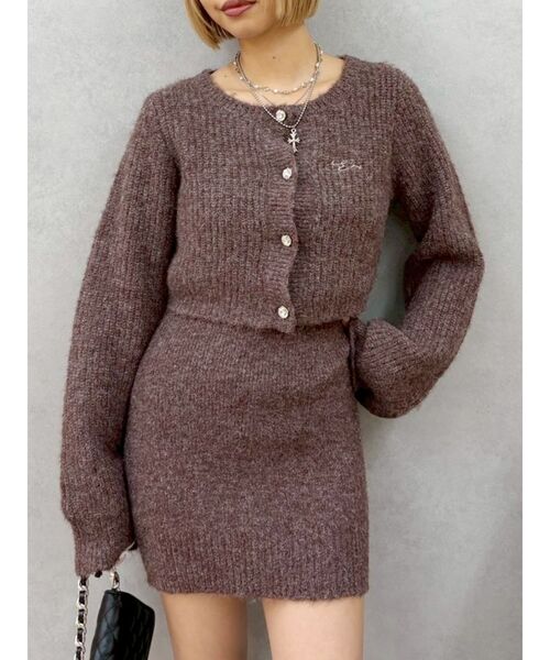 EVRIS（エヴリス）の「ワンポイントアンサンブルニットワンピース（ワンピース・レディース・ブラック/グリーン/ブラウン・FREE）」の3枚目の写真