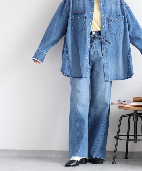 cepo(セポ)の「〈セットアップ対応〉バギーフレアーデニムパンツ(デニムパンツ・レディース・ブルー系2/ブルー系1・S/M/L)」の14枚目の写真