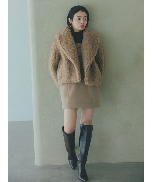 SNIDEL（スナイデル）の「ファーケープコート（チェスターコート・レディース・ミント/オフホワイト・F）」の5枚目の写真